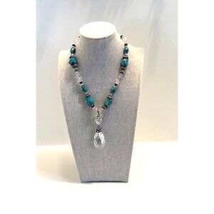 Statement Turquoise and Crystal Necklace